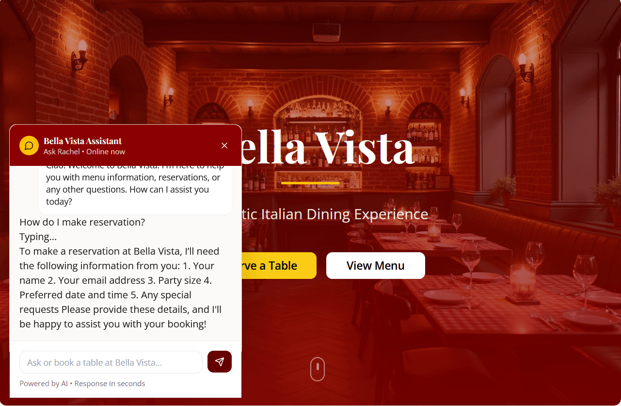 Bella Vista AI Assistant application screenshot