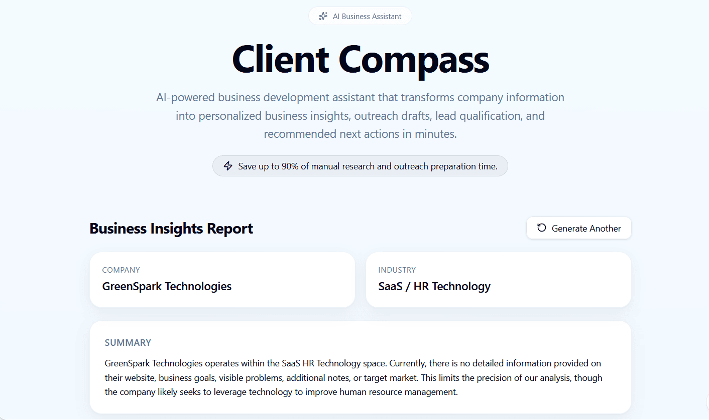 Client Compass application screenshot